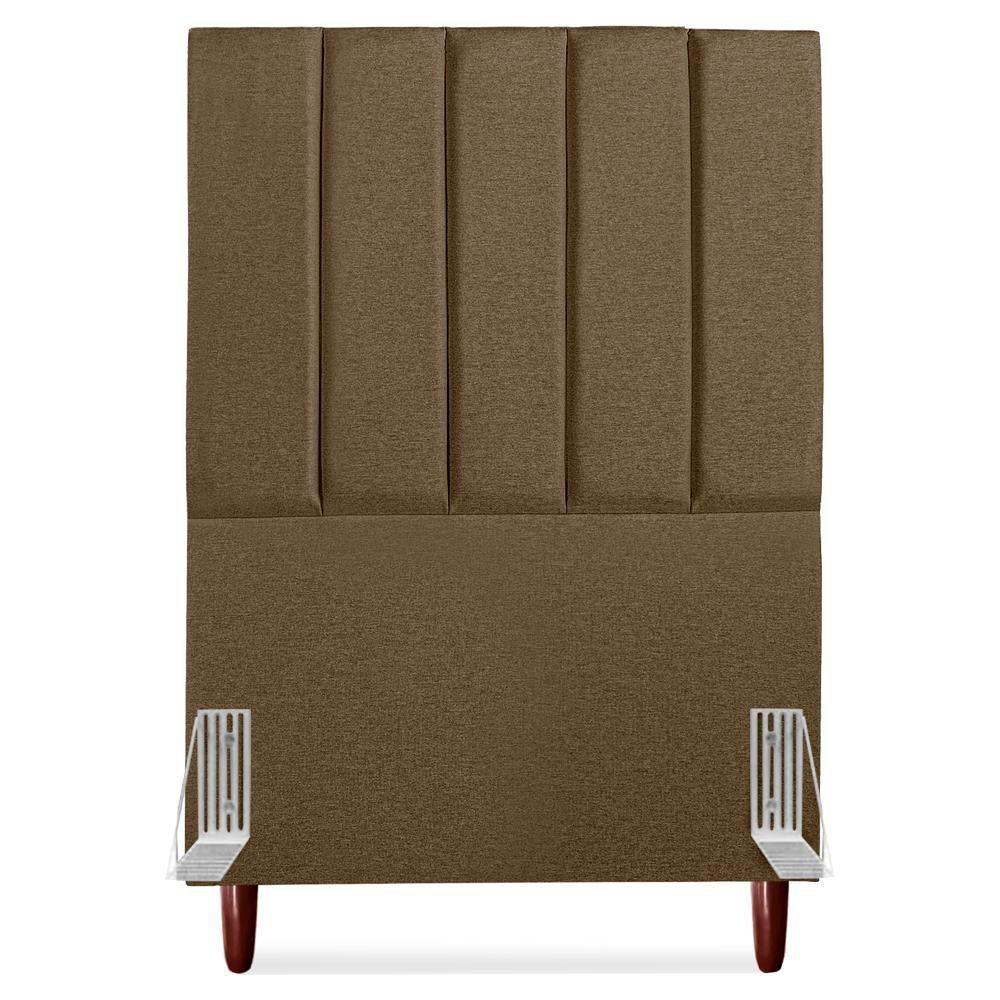 Cabeceira Solteiro 90 Cm Com Frame Carla Linho Marrom Artte Marrom - 3
