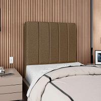 Cabeceira Solteiro 90 Cm Com Frame Carla Linho Marrom Artte Marrom - 6