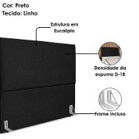 Cabeceira Casal 140 Cm Com Frame Luna Linho Preto Artte Preto