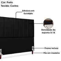 Cabeceira Casal 140 Cm Com Frame Carla Corino Preto Artte Preto - 5