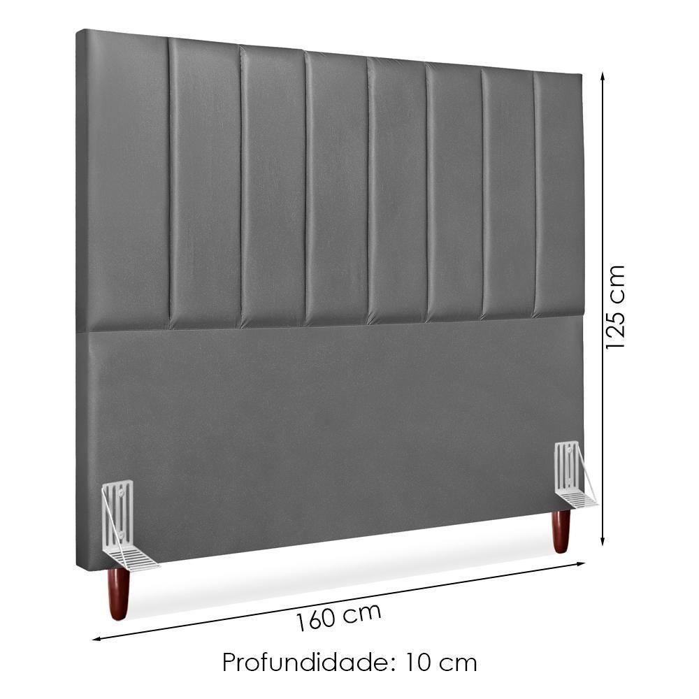Cabeceira Queen 160 Cm Com Frame Carla Corino Cinza Artte Cinza - 3