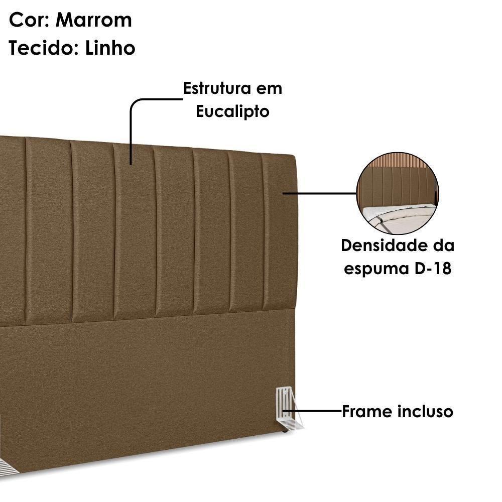 Cabeceira Casal 140 Cm Com Frame Dalia Linho Marrom Artte Marrom - 4