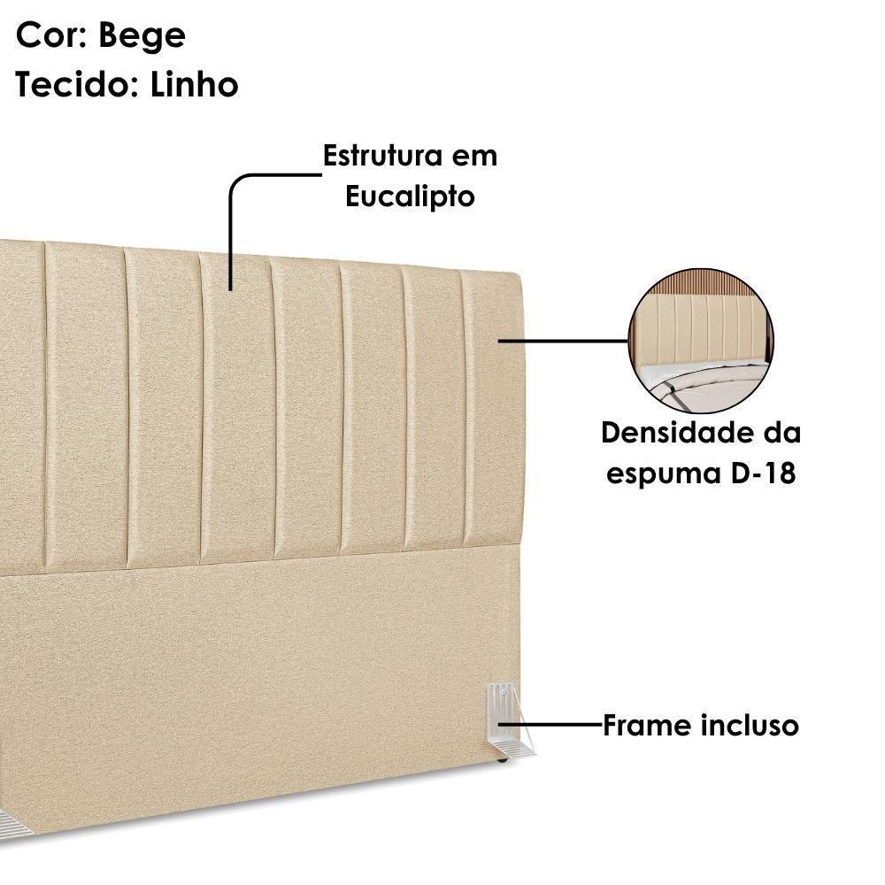 Cabeceira Casal 140 Cm Com Frame Dalia Linho Bege Artte Bege - 4