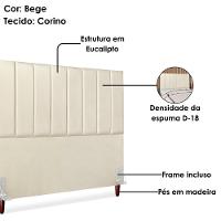 Cabeceira Casal 140 Cm Com Frame Carla Corino Bege Artte Bege - 2
