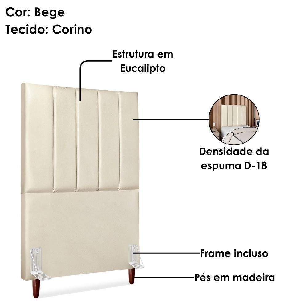 Cabeceira Solteiro 100 Cm Com Frame Carla Corino Bege Artte Bege - 4