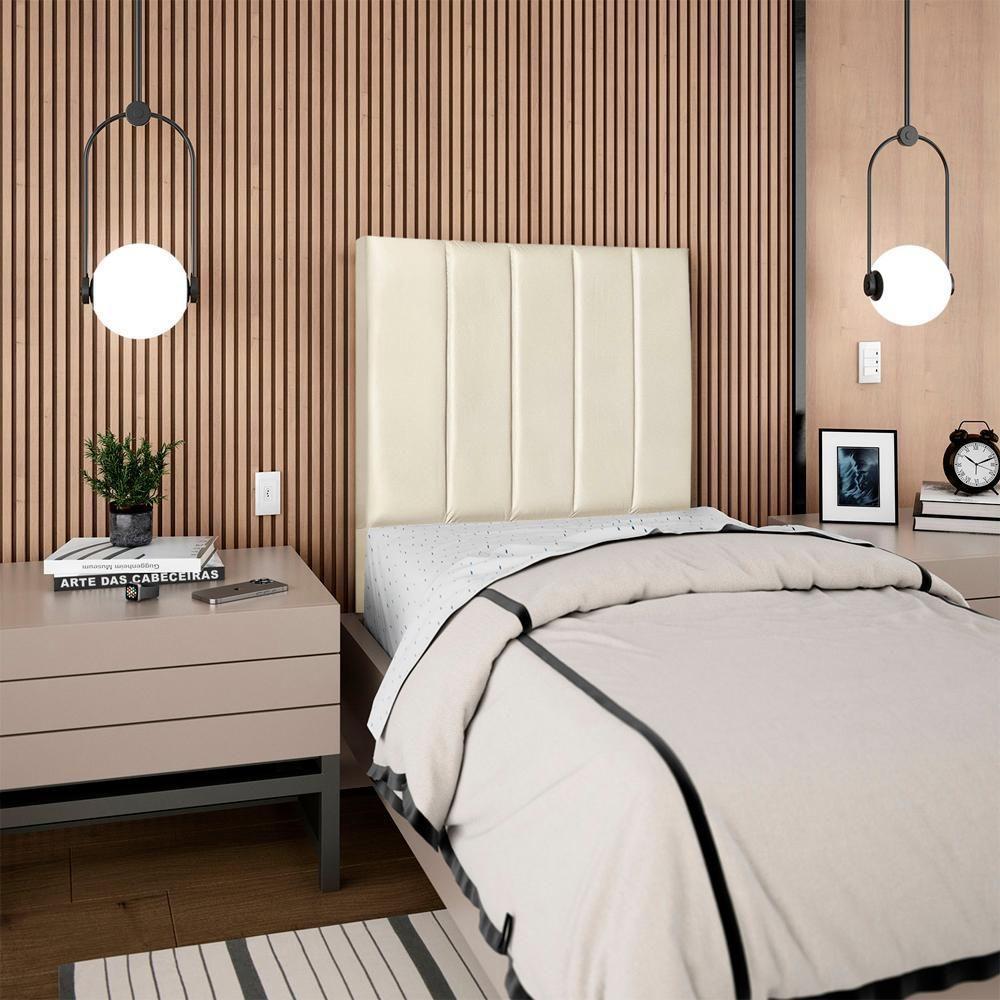 Cabeceira Solteiro 100 Cm Com Frame Carla Corino Bege Artte Bege - 8