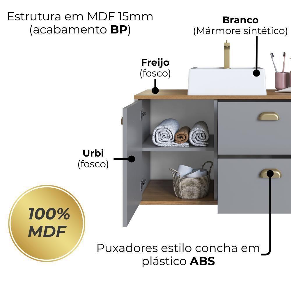 Gabinete Suspenso 80 Cm Mdf Cuba Branca Livia Freijo Urbi Faem Freijo Urbi - 7