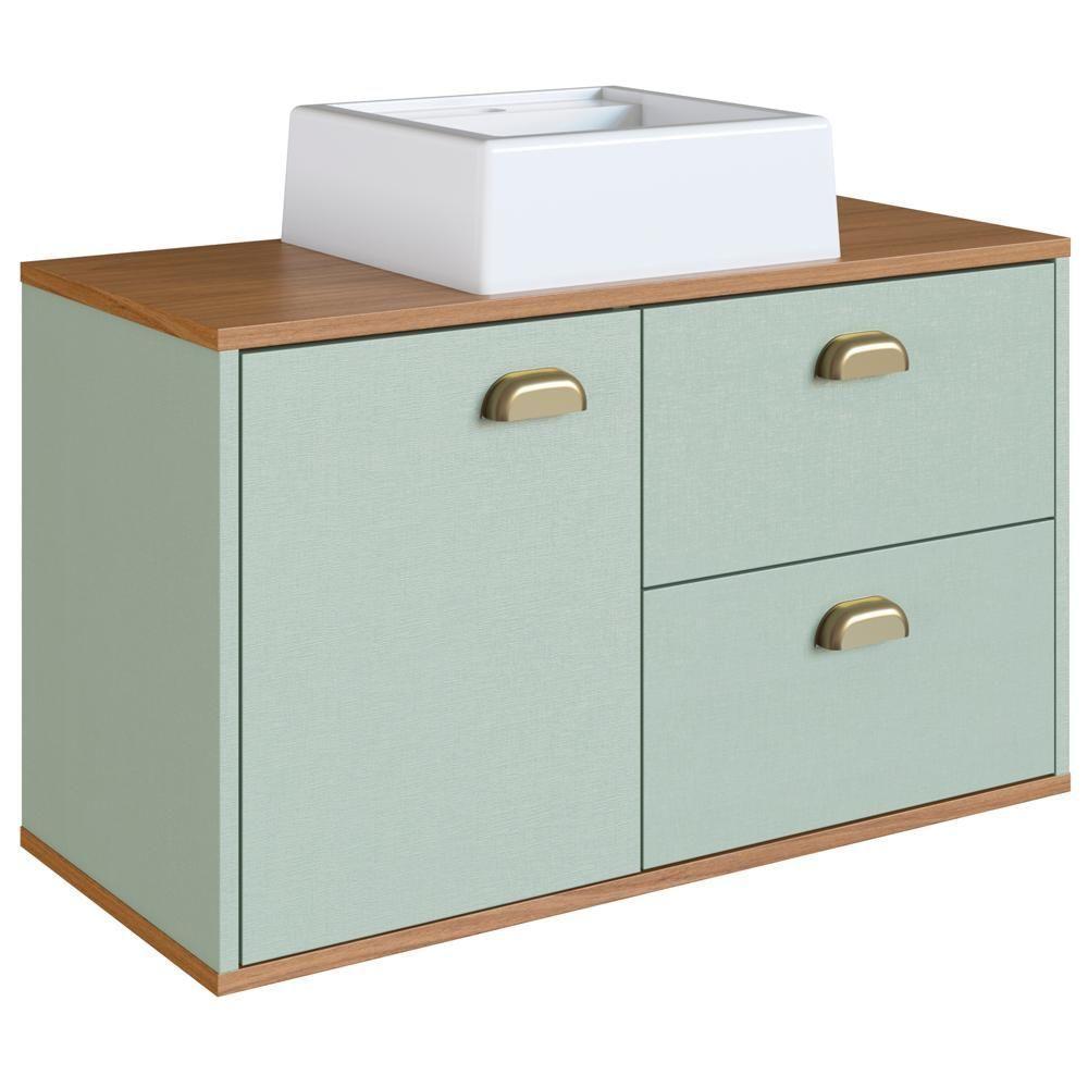 Gabinete Suspenso 80 Cm Mdf Cuba Branca Livia Freijo Moscatel Faem Freijo Moscatel - 1