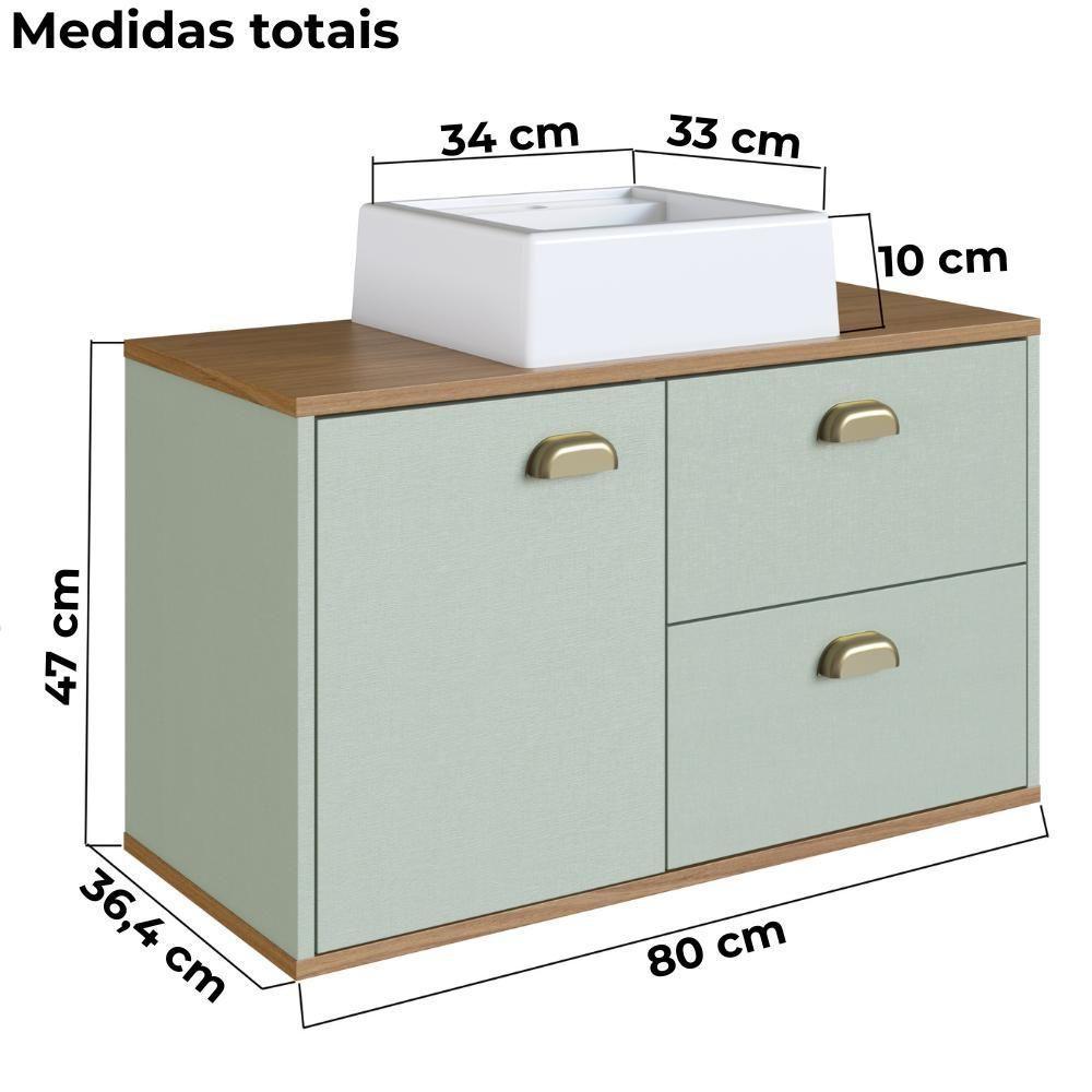 Gabinete Suspenso 80 Cm Mdf Cuba Branca Livia Freijo Moscatel Faem Freijo Moscatel - 3