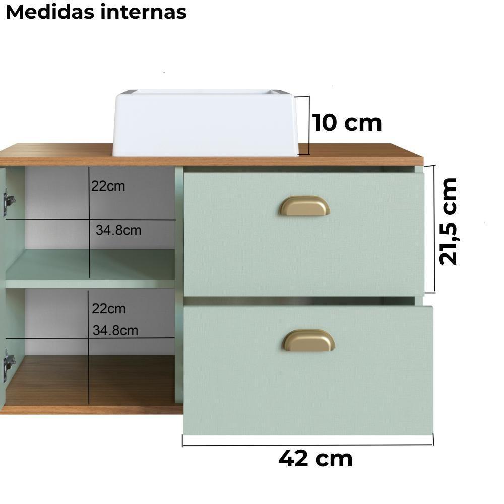 Gabinete Suspenso 80 Cm Mdf Cuba Branca Livia Freijo Moscatel Faem Freijo Moscatel - 4