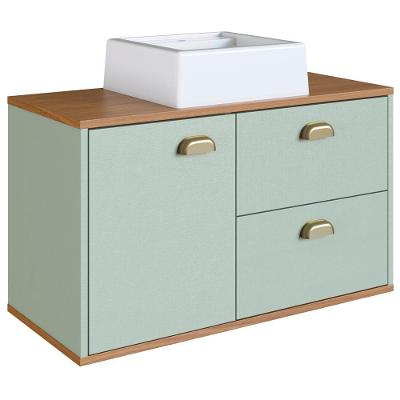 Gabinete Suspenso 80 Cm Mdf Cuba Branca Livia Freijo Moscatel Faem Freijo Moscatel