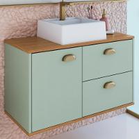 Gabinete Suspenso 80 Cm Mdf Cuba Branca Livia Freijo Moscatel Faem Freijo Moscatel - 2