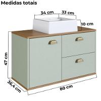 Gabinete Suspenso 80 Cm Mdf Cuba Branca Livia Freijo Moscatel Faem Freijo Moscatel - 3