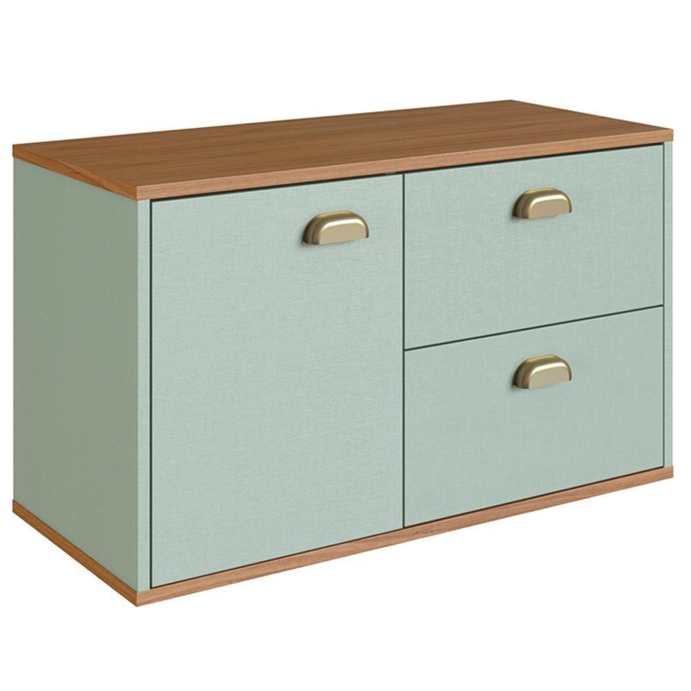 Gabinete Suspenso 01 Porta 2 Gavetas 80 Cm Mdf Livia Freijo Moscatel Faem Freijo Moscatel - 1