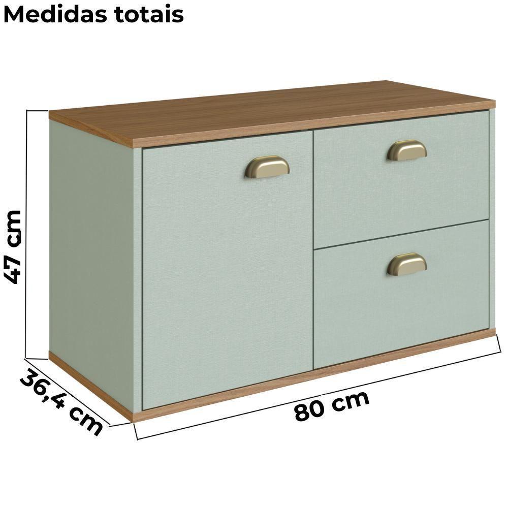 Gabinete Suspenso 01 Porta 2 Gavetas 80 Cm Mdf Livia Freijo Moscatel Faem Freijo Moscatel - 3