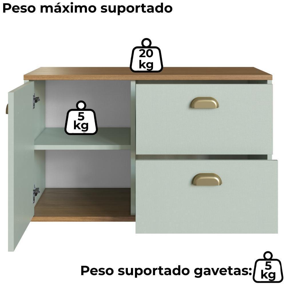 Gabinete Suspenso 01 Porta 2 Gavetas 80 Cm Mdf Livia Freijo Moscatel Faem Freijo Moscatel - 5