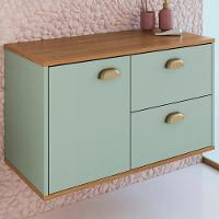 Gabinete Suspenso 01 Porta 2 Gavetas 80 Cm Mdf Livia Freijo Moscatel Faem Freijo Moscatel - 2