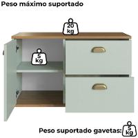 Gabinete Suspenso 01 Porta 2 Gavetas 80 Cm Mdf Livia Freijo Moscatel Faem Freijo Moscatel - 5