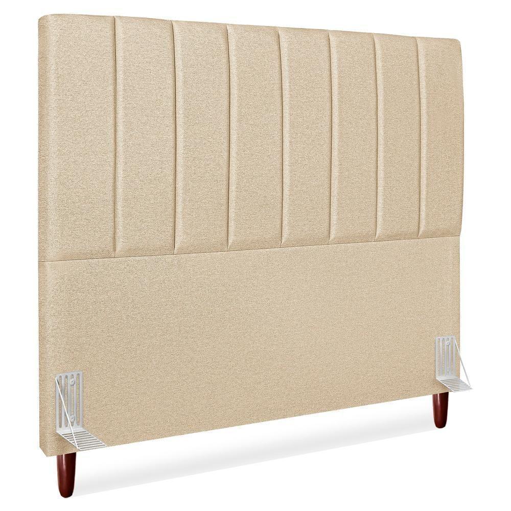 Cabeceira Queen 160 Cm Com Frame Carla Linho Bege Artte Bege - 1