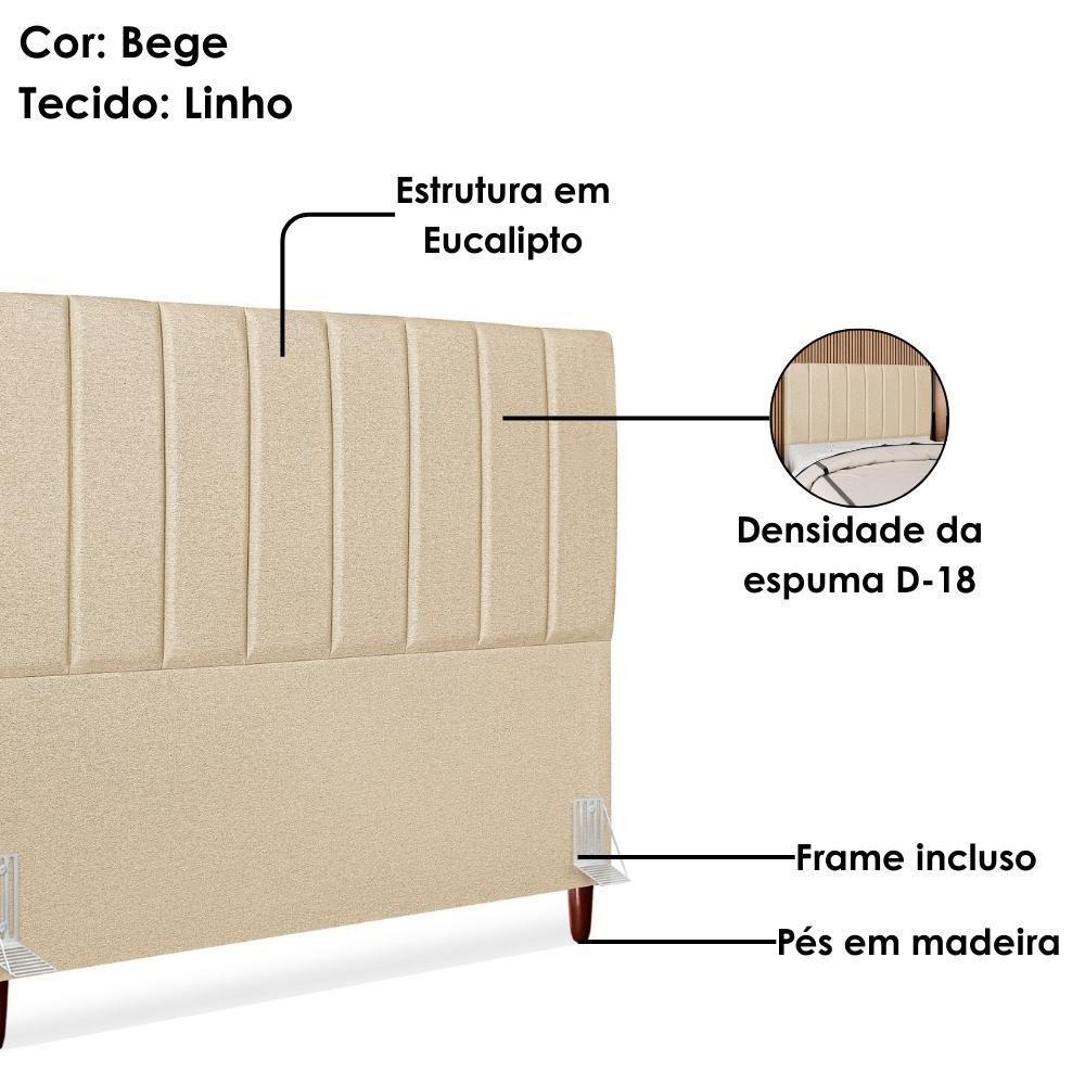 Cabeceira Queen 160 Cm Com Frame Carla Linho Bege Artte Bege - 4