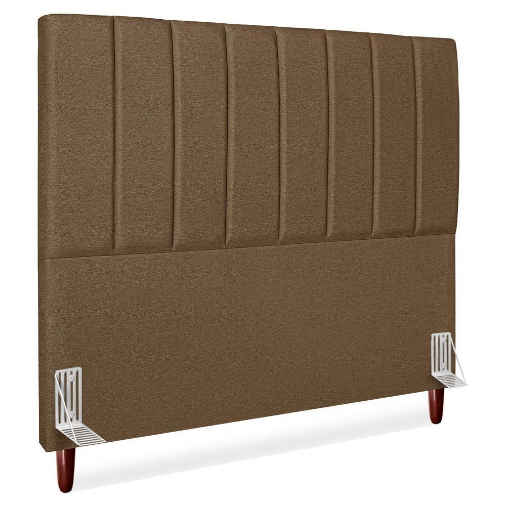 Cabeceira Queen 160 Cm Com Frame Carla Linho Marrom Artte Marrom - 1