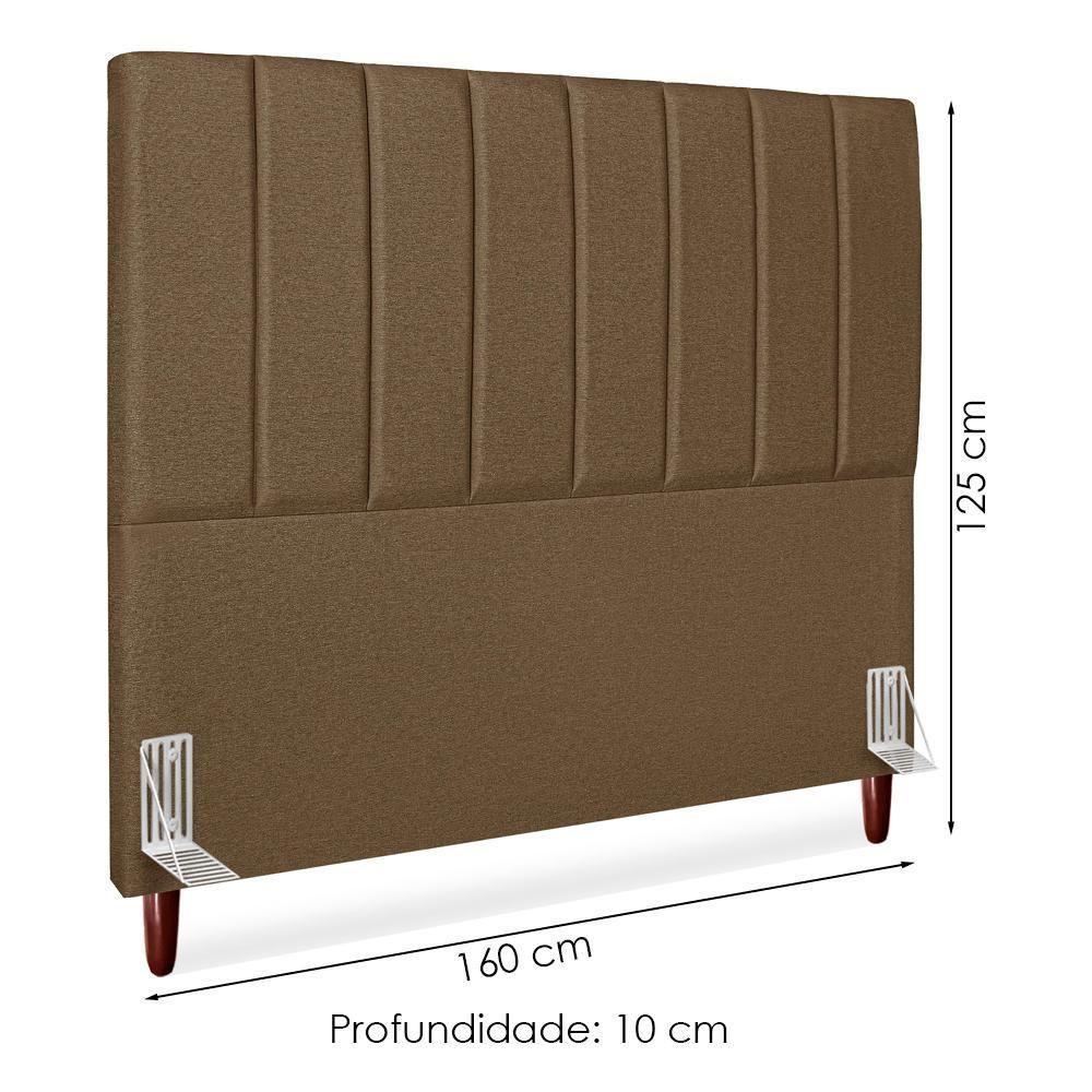 Cabeceira Queen 160 Cm Com Frame Carla Linho Marrom Artte Marrom - 3