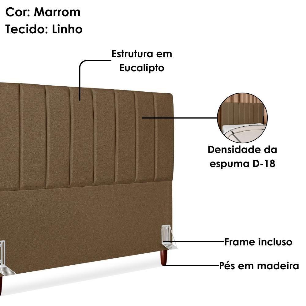 Cabeceira Queen 160 Cm Com Frame Carla Linho Marrom Artte Marrom - 4