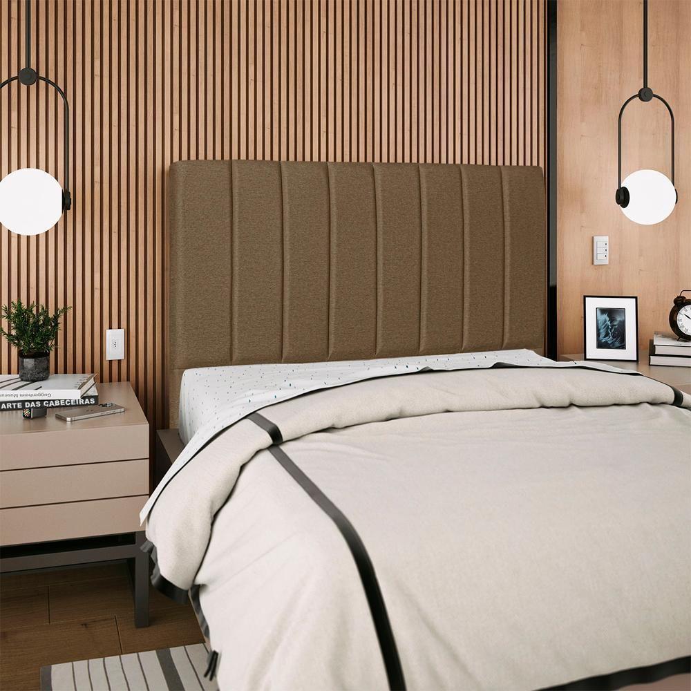Cabeceira Queen 160 Cm Com Frame Carla Linho Marrom Artte Marrom - 8