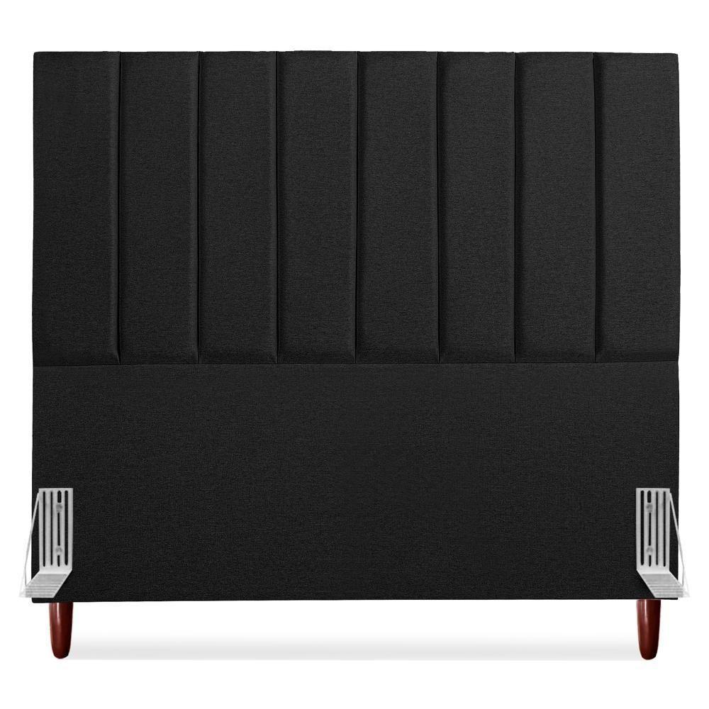Cabeceira Casal 140 Cm Com Frame Carla Linho Preto Artte Preto - 5