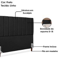 Cabeceira Queen 160 Cm Com Frame Carla Linho Preto Artte Preto
