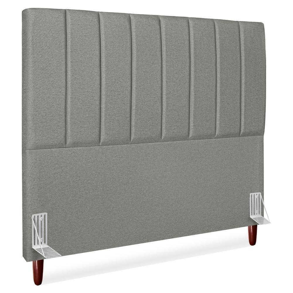 Cabeceira Queen 160 Cm Com Frame Carla Linho Cinza Escuro Artte Cinza Escuro - 1