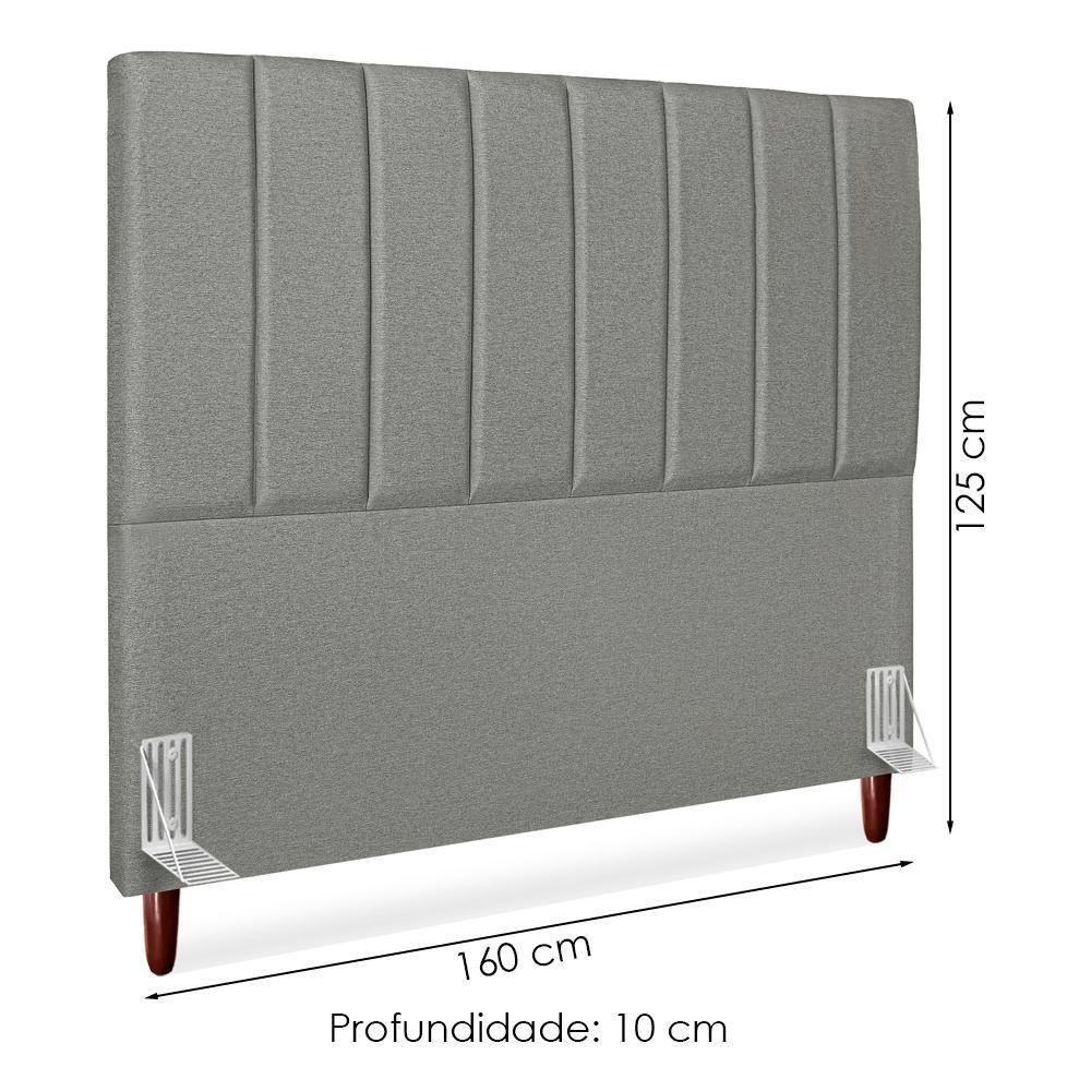 Cabeceira Queen 160 Cm Com Frame Carla Linho Cinza Escuro Artte Cinza Escuro - 4