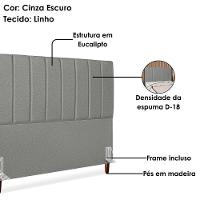 Cabeceira Queen 160 Cm Com Frame Carla Linho Cinza Escuro Artte Cinza Escuro - 5