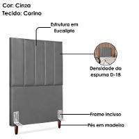Cabeceira Solteiro 100 Cm Com Frame Carla Corino Cinza Artte Cinza