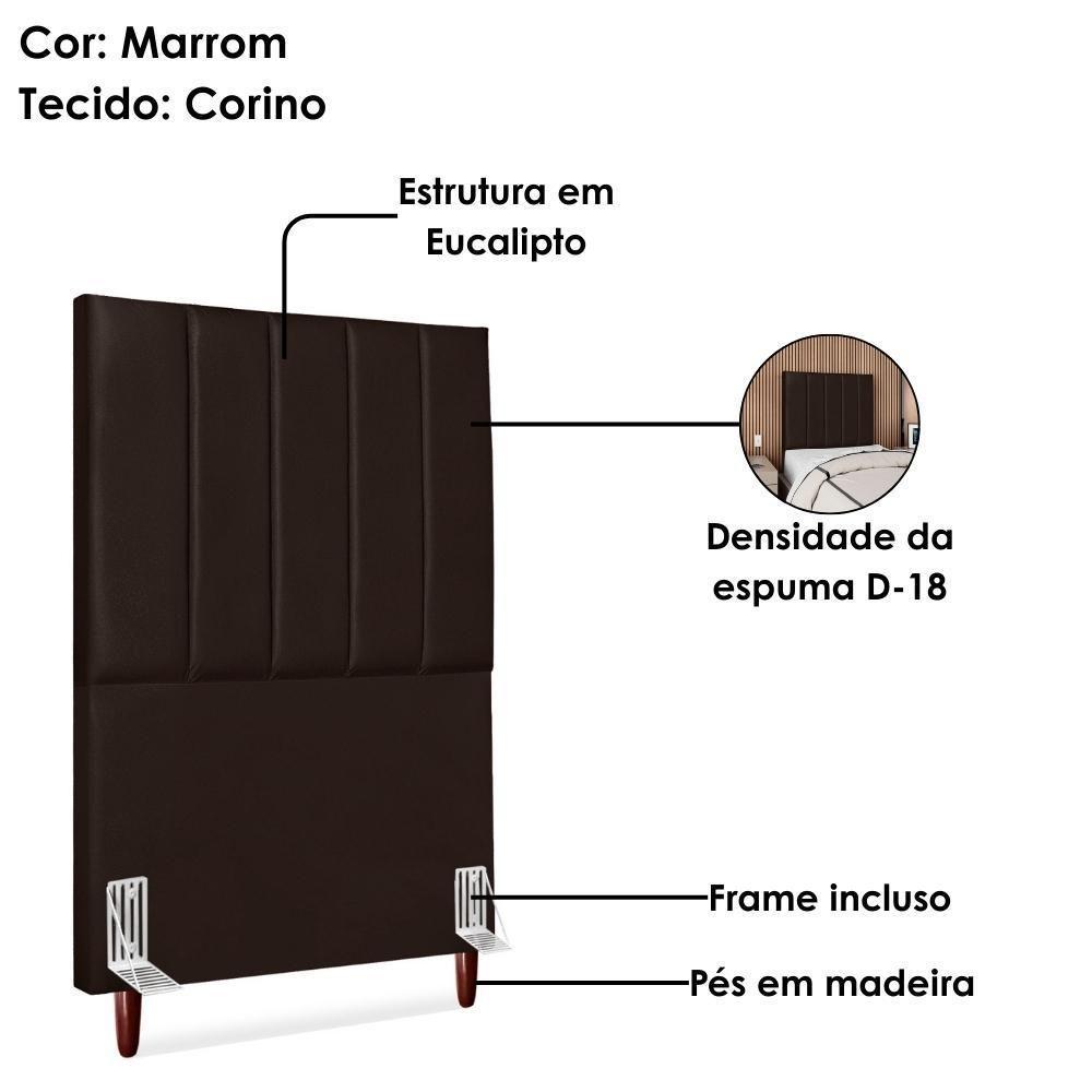 Cabeceira Solteiro 90 Cm Com Frame Carla Corino Marrom Artte Marrom - 4