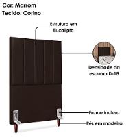 Cabeceira Solteiro 90 Cm Com Frame Carla Corino Marrom Artte Marrom