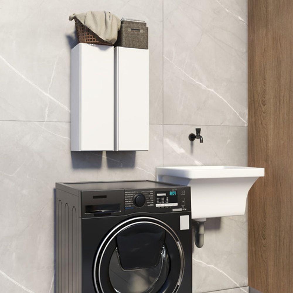 Estante Com Nichos Em Mdp Branco Aparador Suspenso P/ Livros - 2