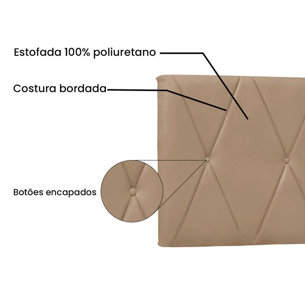 Painel Cama Queen Serena Spz 160cm Suede - Adj Decor Cor Bege-1100 - 4
