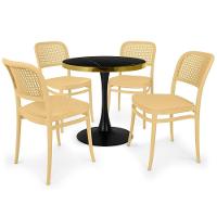 Conjunto Mesa De Jantar Redonda Majestic 70cm Preta Com 4 Cadeiras Roma - Nude - 1