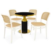 Conjunto Mesa De Jantar Redonda Imperial 70cm Preta Com 4 Cadeiras Roma - Branco - 1