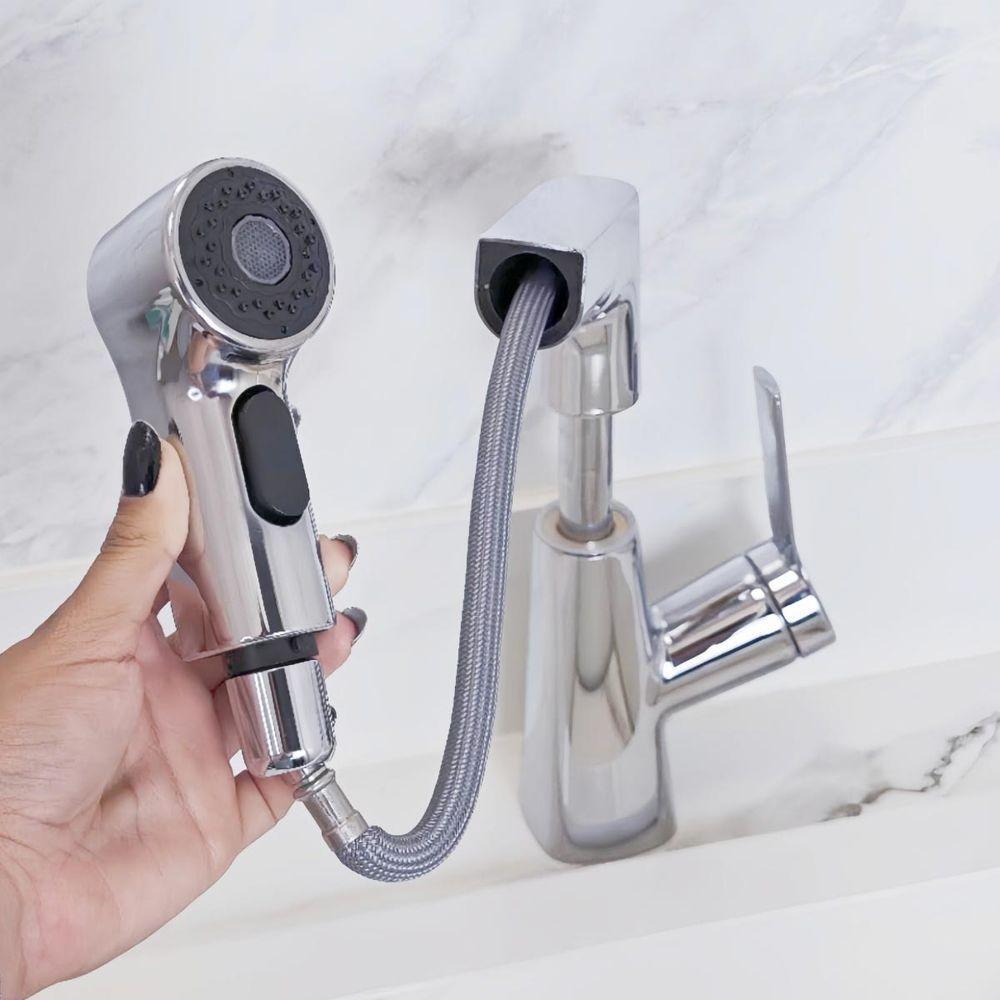 Torneira Extensivel Gourmet Cozinha Banheiro Pia Mesa Bancada Ducha Dois Jatos Articulada Moderno Sofisticado Luxo - 3