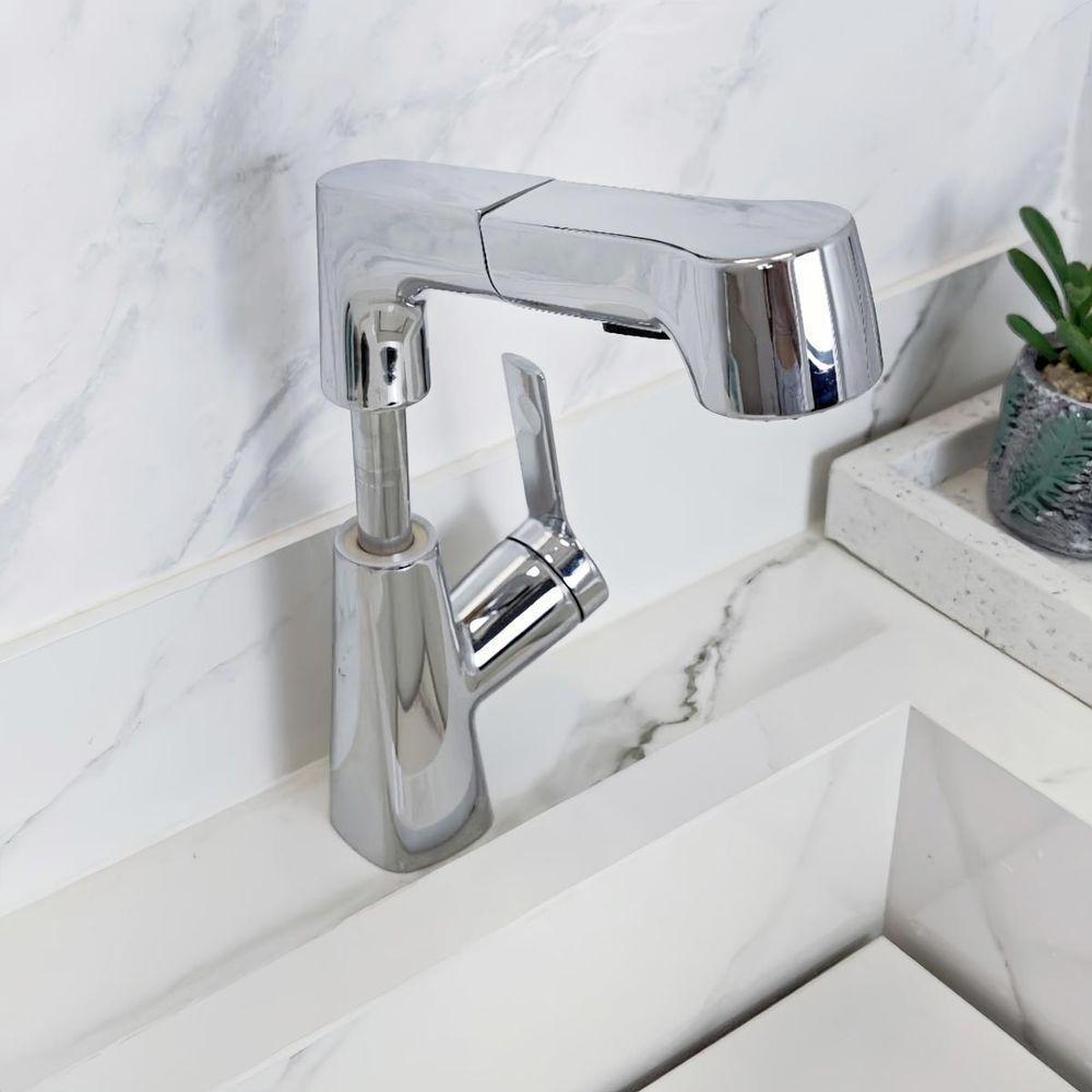 Torneira Extensivel Gourmet Cozinha Banheiro Pia Mesa Bancada Ducha Dois Jatos Articulada Moderno Sofisticado Luxo - 10