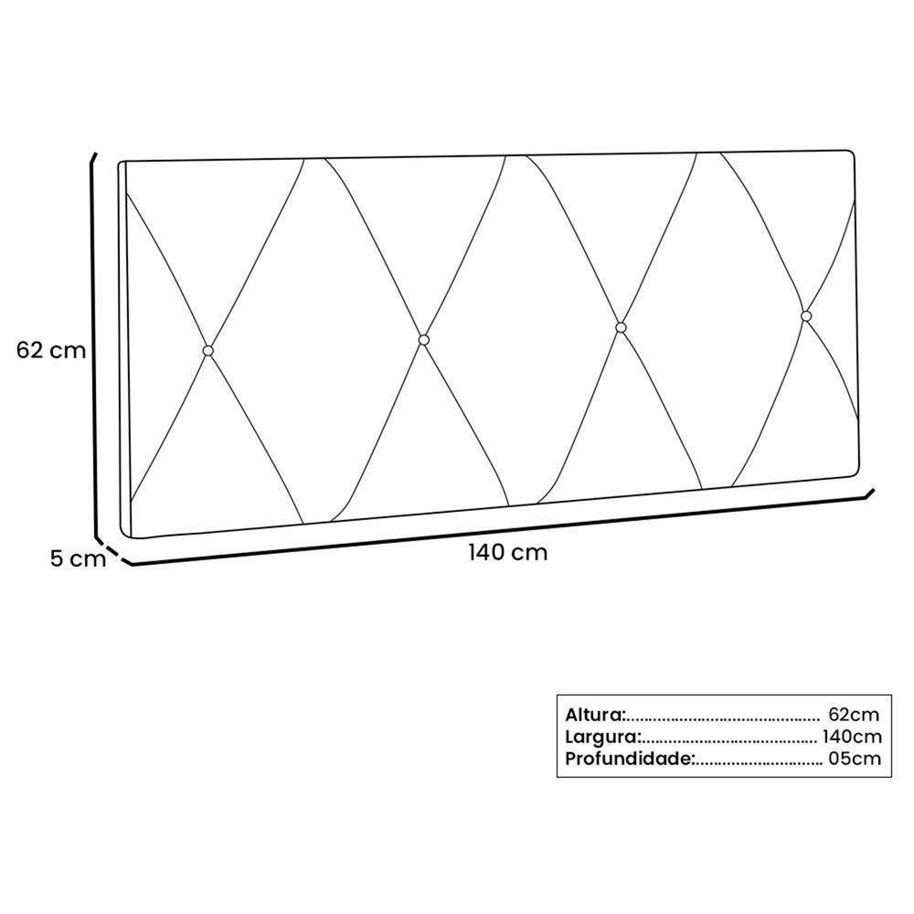 Painel Cama Casal Serena Spz 140cm Suede - Adj Decor Cor Cinza-1104 - 3