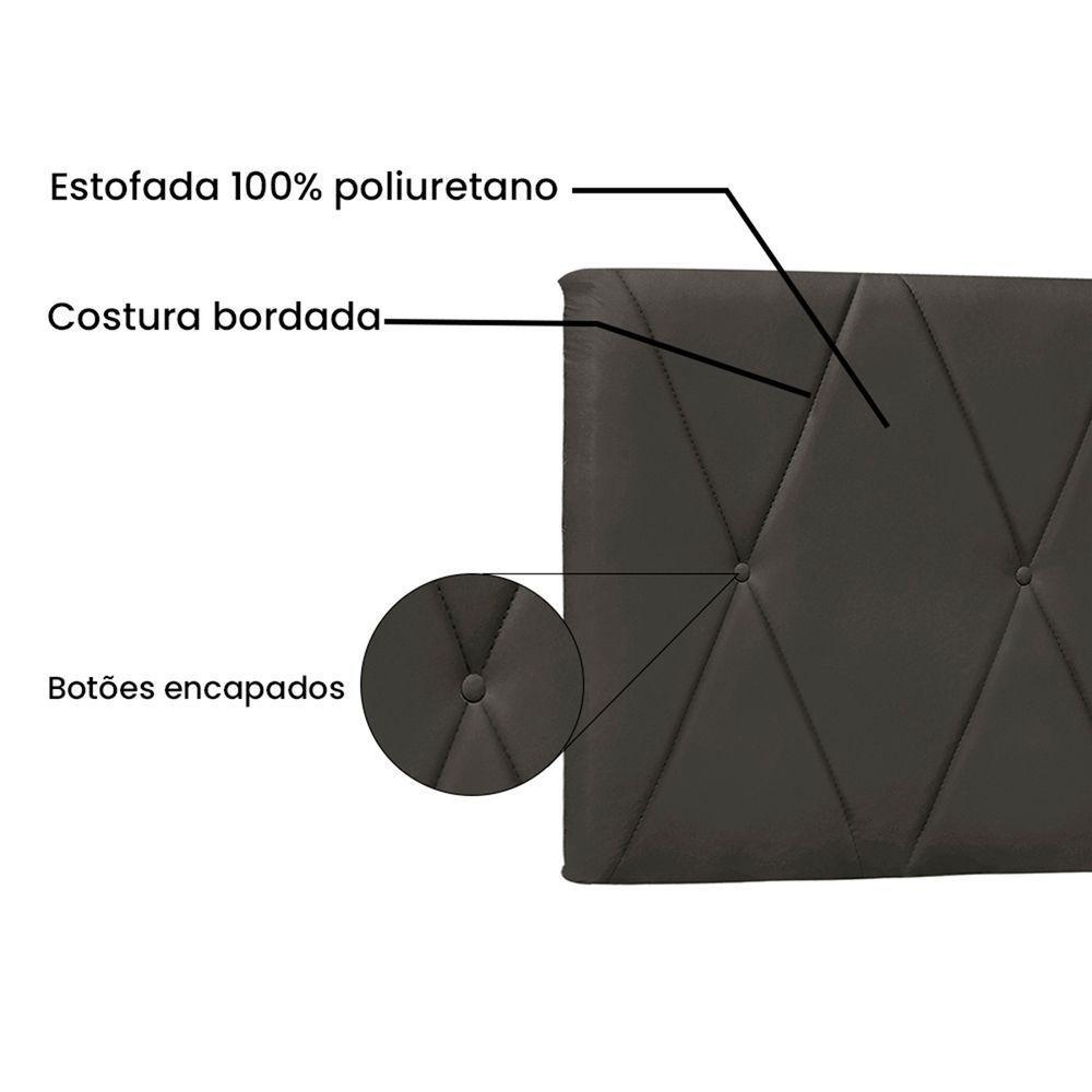 Painel Cama Casal Serena Spz 140cm Suede - Adj Decor Cor Cinza-1104 - 4