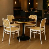 Conjunto Mesa De Jantar Redonda Majestic 70cm Preta Com 4 Cadeiras Roma - Branco - 2