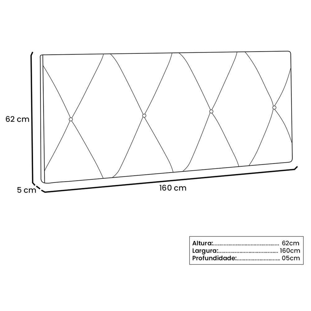 Painel Cama Queen Serena Spz 160cm Suede - Adj Decor Cor Caramelo-1101 - 3