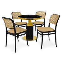 Conjunto Mesa De Jantar Redonda Imperial 70cm Preta Com 4 Cadeiras Roma - Preto - 1