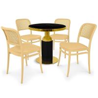 Conjunto Mesa De Jantar Redonda Imperial 70cm Preta Com 4 Cadeiras Roma - Nude - 1