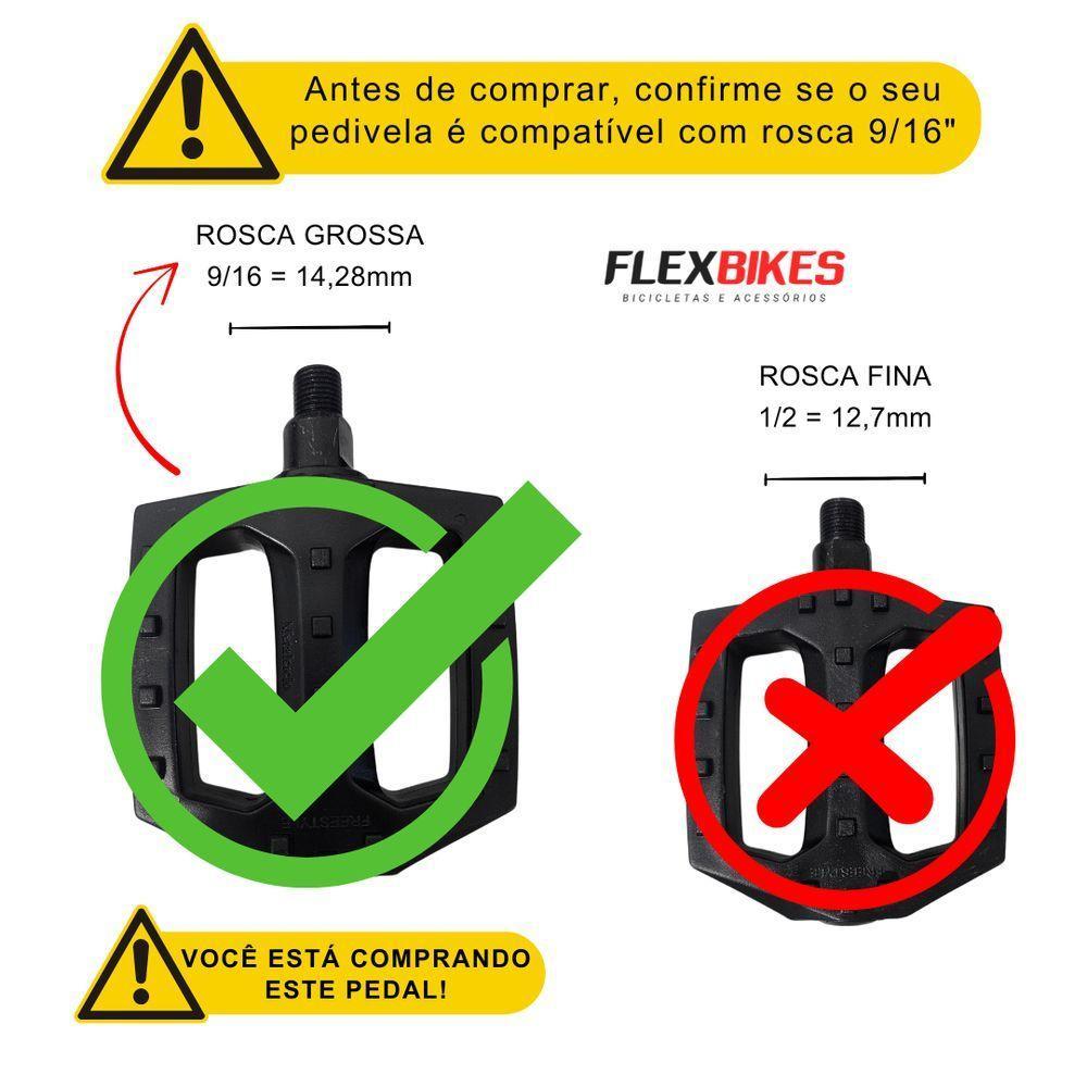 Par Pedal Nylon Plataforma Bike Rosca Grossa 9-16 Com Refletor - 2