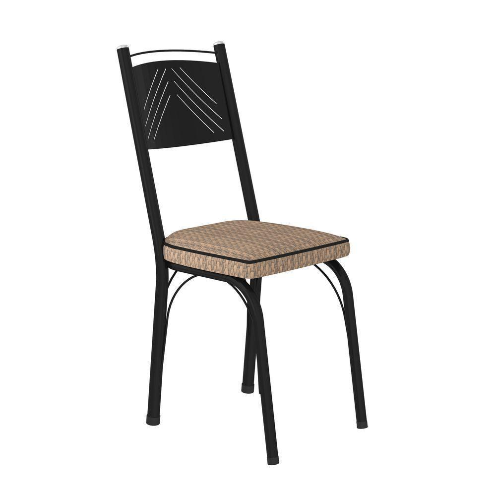 Conjunto Mesa De Jantar Tubular Com 4 Cadeiras Malva Tampo Bp 91x68cm 151 Preto Fosco Assento Rattan - Combo Stock - 3